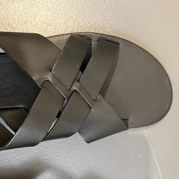 NWOT NORDSTROM Porter Cross‎ Strap Slide Genuine Leather Sandal In Black (10) - Picture 7 of 13